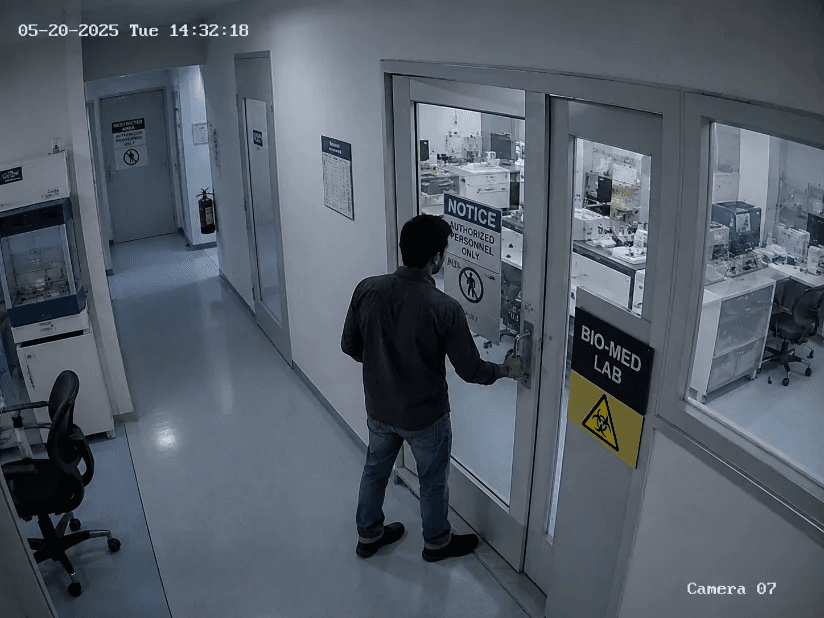 CCTV view of restricted door access